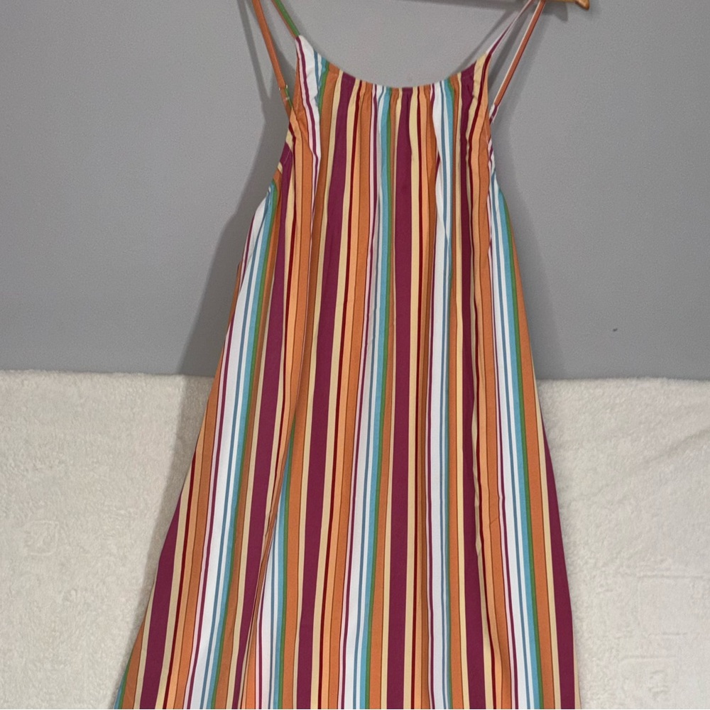 Vibrant Multicolor Striped Sundress with spaghetti straps Size XL